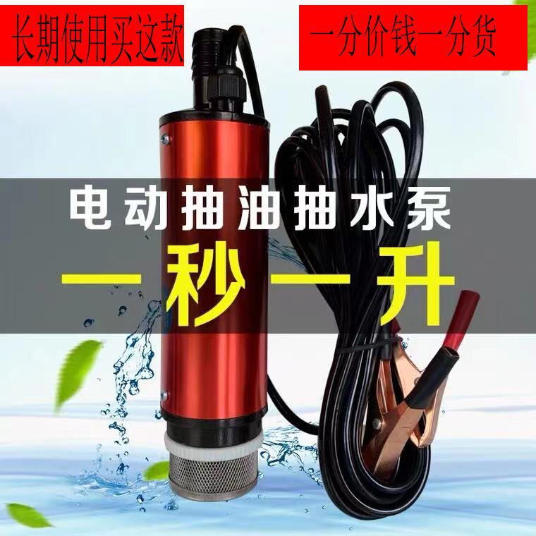 12v抽油泵加油枪柴油电动抽油泵24v油抽子抽水泵潜水泵加油泵