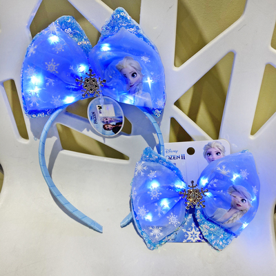 迪士尼发光艾莎蝴蝶结发箍发卡