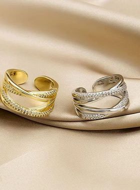 镶钻双层戒指ins高级感女