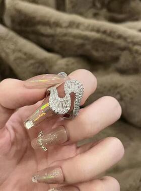 可调节开口戒指锆石百搭女