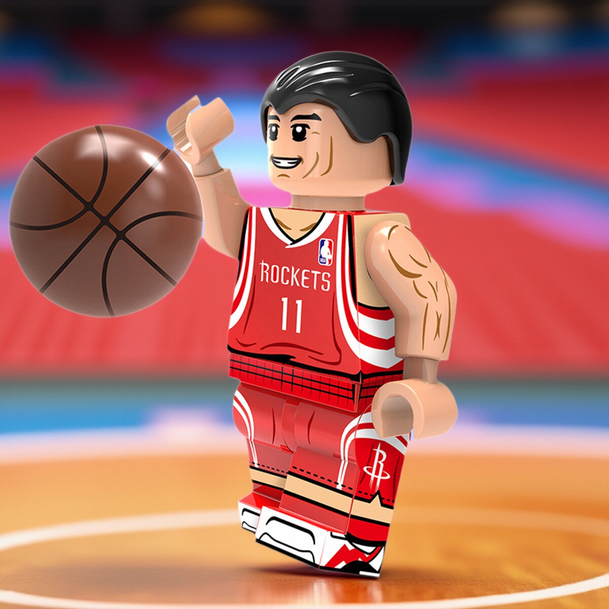 NBA篮球球星XP147姚明火箭队第三方儿童益智拼装男孩积木人仔玩具