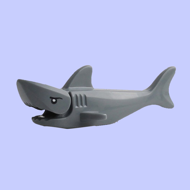 兼容乐高水中动物 14518c01pb01 6107827 6044722 大白鲨鱼6cm长