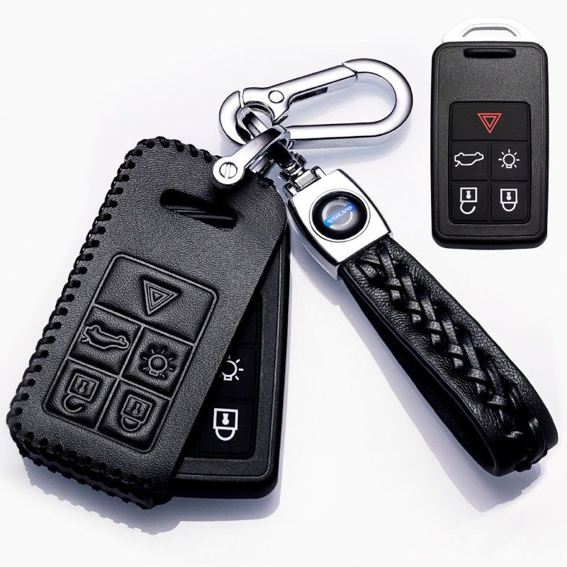 专用老款沃尔沃车钥匙套xc60s60v90v40v60s40s80插入式真皮包挂扣