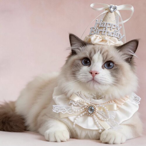 宠物猫咪生日装扮气质公主狗狗口水巾帽子套装比熊围兜拍照道具