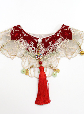 猫咪项圈铃铛云肩猫咪围兜狗狗汉服结婚生日节日配饰喜庆围脖陪嫁