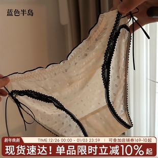 低腰纯棉裆透薄短裤 三角裤 纯欲风 蕾丝禁欲系性感2025新款 女士内裤