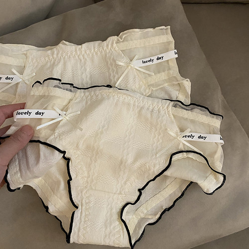 蓝色半岛内裤女可爱蝴蝶结三角
