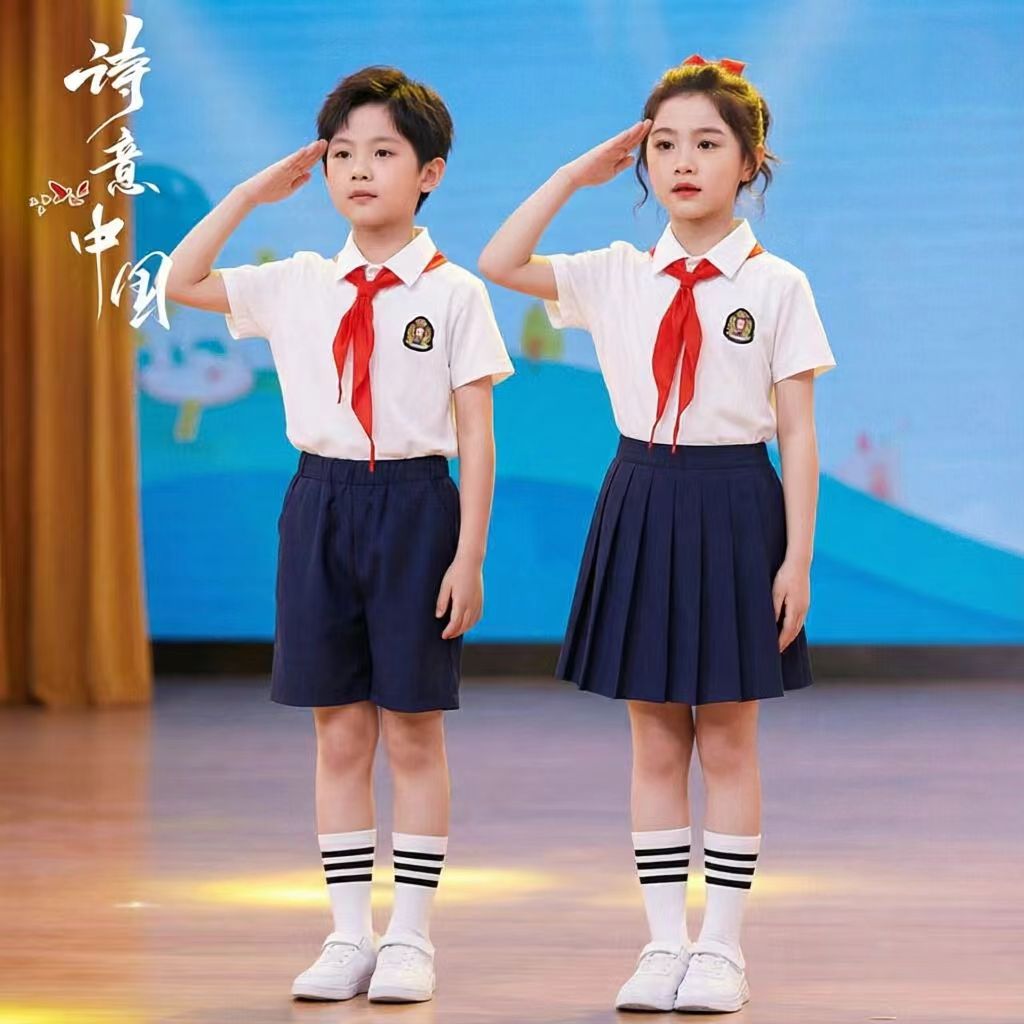 儿童演出服幼儿园园服小学生团体朗诵合唱表演服装学院风套装班服