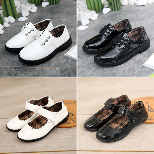 女童黑色皮鞋演出鞋表演鞋公主鞋小皮鞋儿童学生男童真皮软底胶鞋