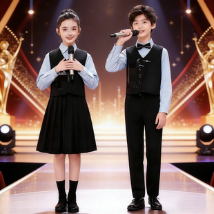 元旦儿童中小学生爱国合唱演出服国风演讲朗诵比赛服装男女童礼服