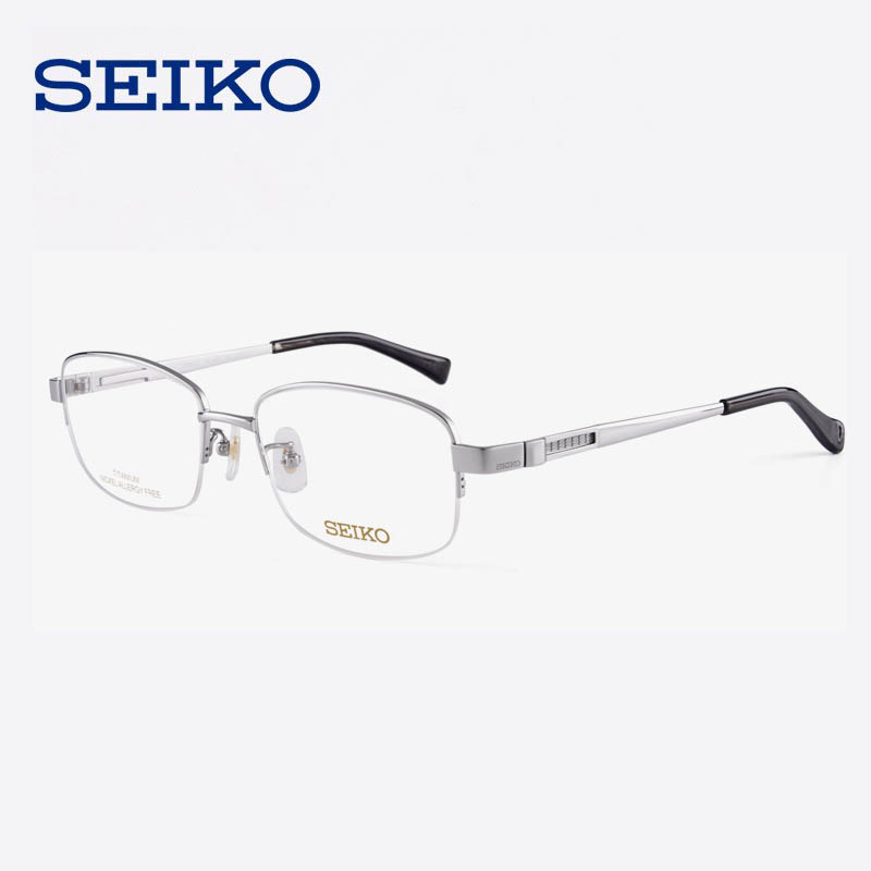 SEIKO精工眼镜架 男款半框商务超轻潮流大脸近视纯钛眼镜框HC1027