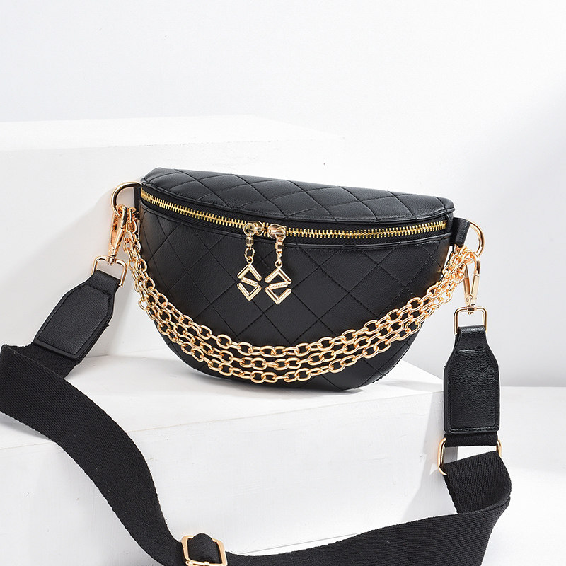 小ck街头腰包2020新款链条软皮女包潮ins时尚单肩斜挎包百搭胸包