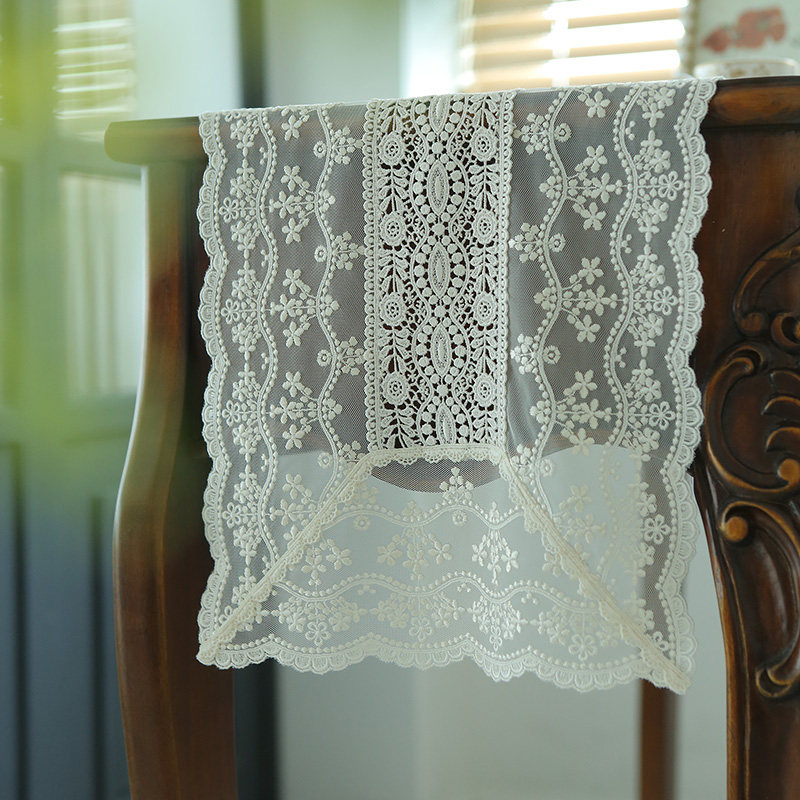 初异秀韩国纯色进口欧式蕾丝桌旗