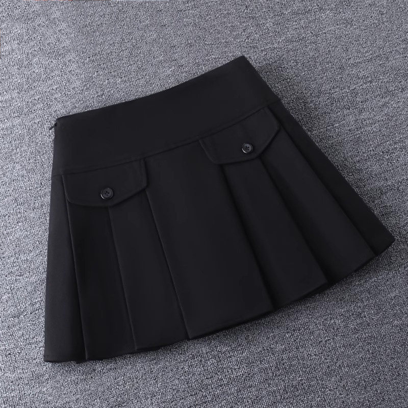 黑色毛呢百褶裙女秋冬加厚2025新款高腰显瘦a字短裙小个子半身裙