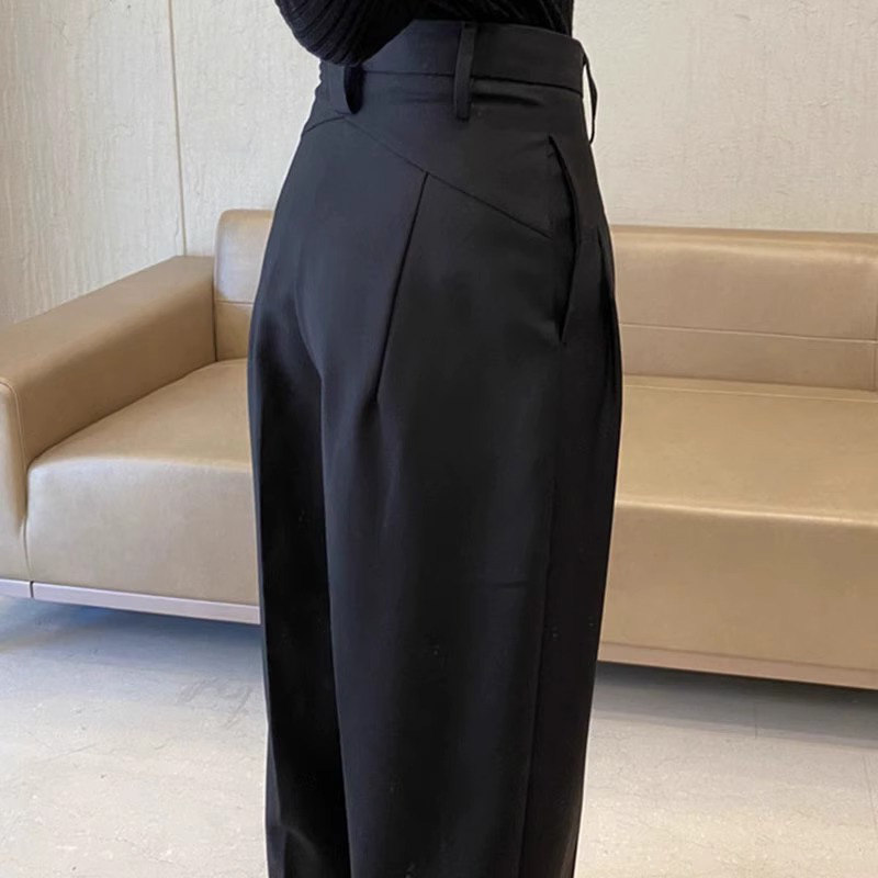 黑色西装裤女春秋2026新款高级感垂感小个子宽松休闲哈伦萝卜裤子