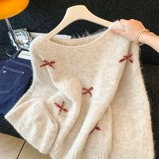 毛衣针织衫女秋冬2025新款高级设计感小众大码胖mm打底衫内搭上衣