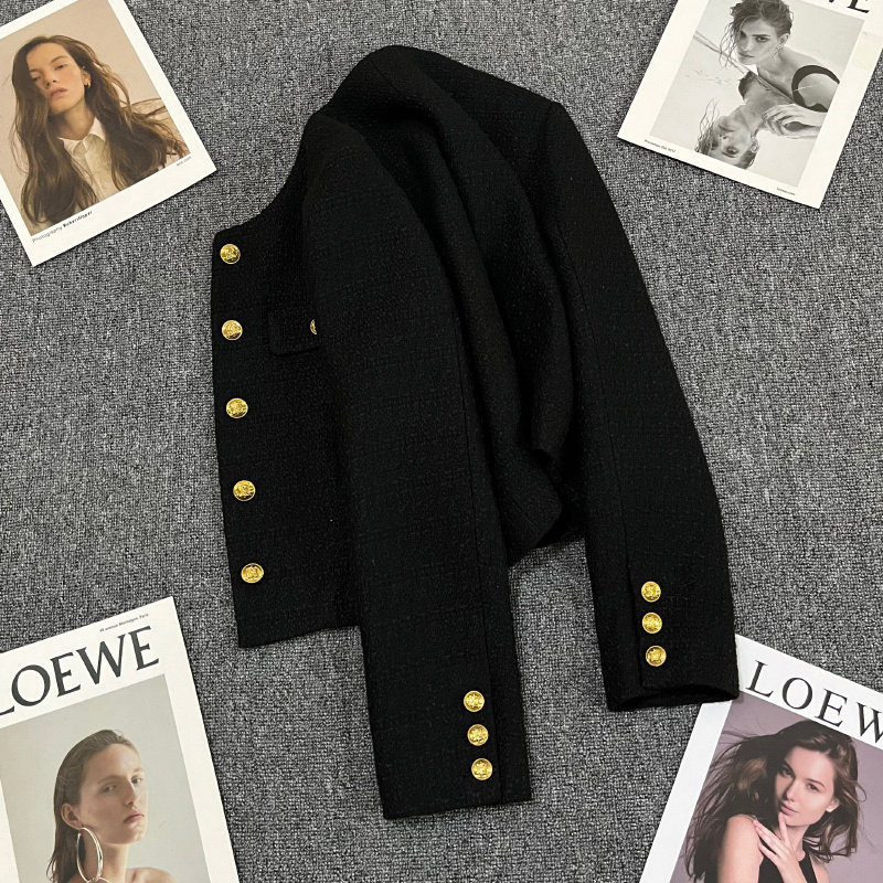 小香风西装外套女秋冬2025新款高级感黑色短款小个子休闲西服上衣