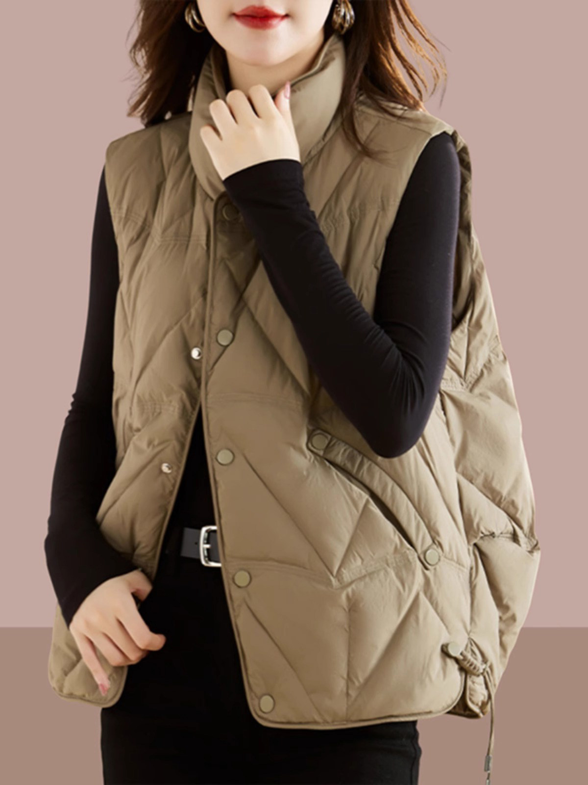 羽绒棉马甲女秋冬季外穿2025新款时尚小个子坎肩马夹背心外套上衣