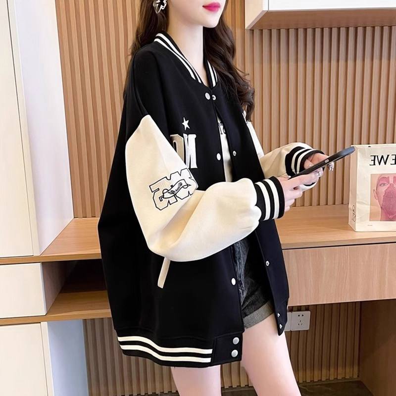 棒球服外套女秋冬2025新款高级感小个子宽松大码加绒卫衣开衫上衣