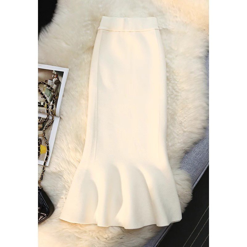 鱼尾裙半身裙女秋冬2025新款高腰a字中长款小个子针织包臀一步裙