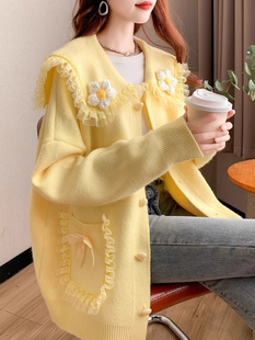 毛衣外套女秋冬季加厚2025新款宽松外穿慵懒风高级感针织开衫上衣