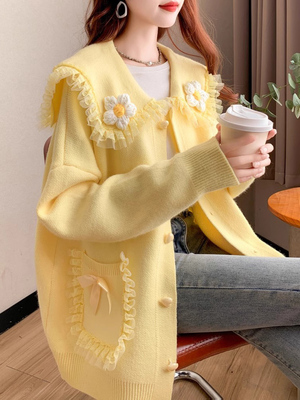 毛衣外套女秋冬季加厚2025新款宽松外穿慵懒风高级感针织开衫上衣