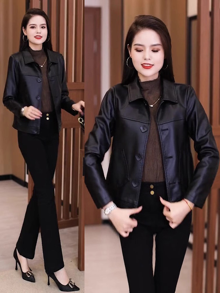 黑色皮衣外套女春秋季2025新款高级感小个子休闲机车夹克开衫上衣