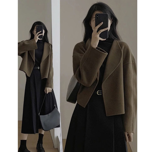 套装女秋冬季2025新款高级感毛呢西装外套半身裙子休闲时尚两件套