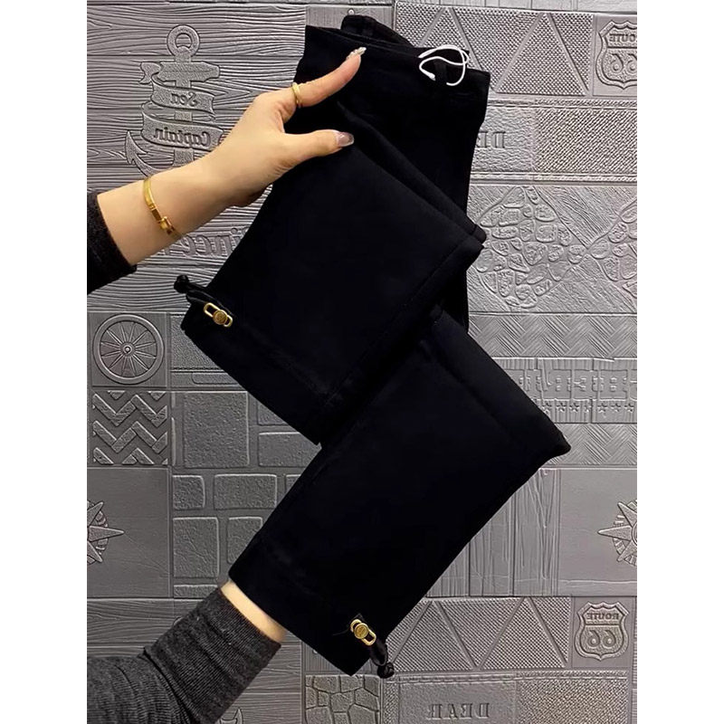 黑色直筒牛仔裤女秋冬加绒2025新款高腰大码显瘦小个子法棍烟管裤