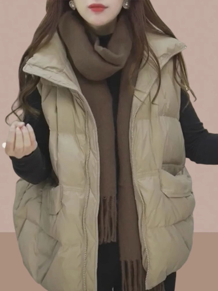 羽绒棉马甲女秋冬外穿2025新款加厚大码胖mm无袖坎肩马夹背心外套