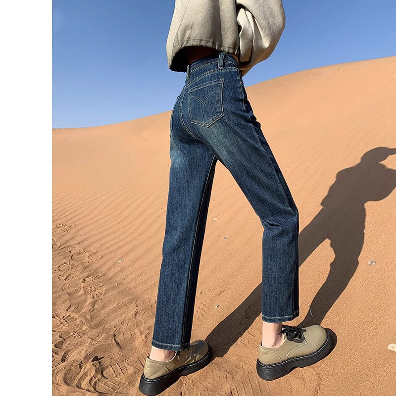 直筒牛仔裤女春秋季薄款2025年新款高腰显瘦窄版小个子法棍烟管裤