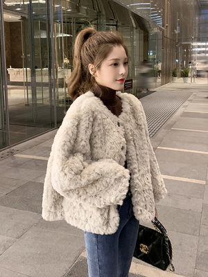 彷羊羔毛外套女秋冬加绒加厚2025新款皮毛一体百搭短款小个子外套