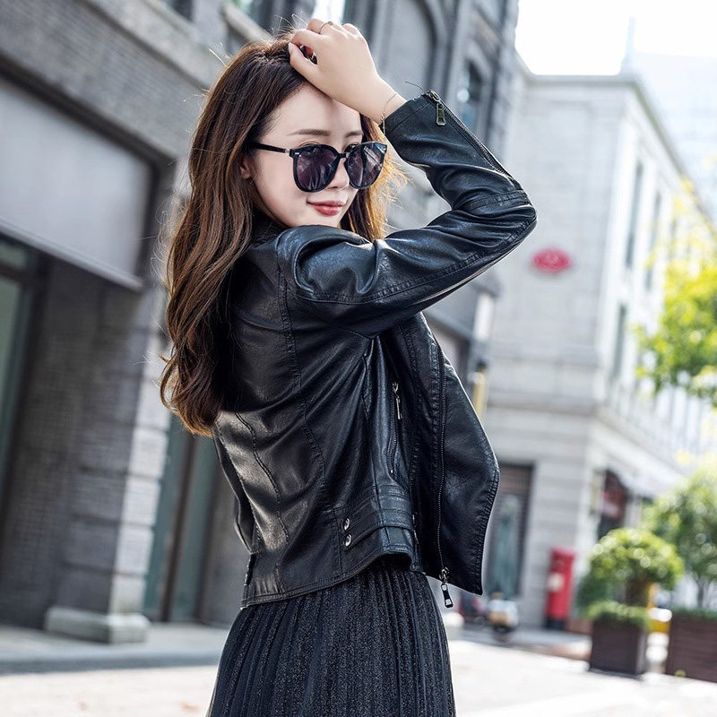 黑色皮衣外套女春秋季2025新款修身短款小个子休闲机车皮夹克上衣
