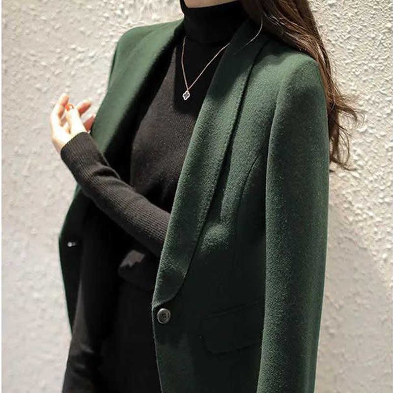 毛呢西装外套女春秋2025新款宽松中长款大衣气质时尚休闲西服上衣