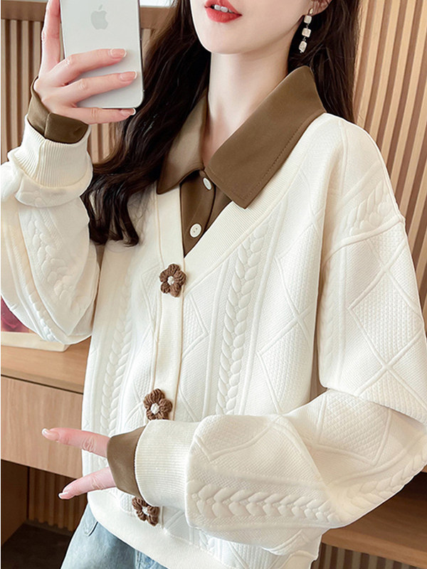 假两件卫衣女长袖春秋2025新款大码小个子时尚洋气polo衫外套上衣