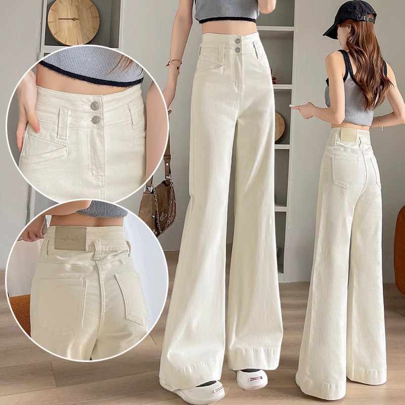 微喇牛仔裤女秋冬加绒加厚2025年新款高腰显瘦小个子阔腿喇叭裤子