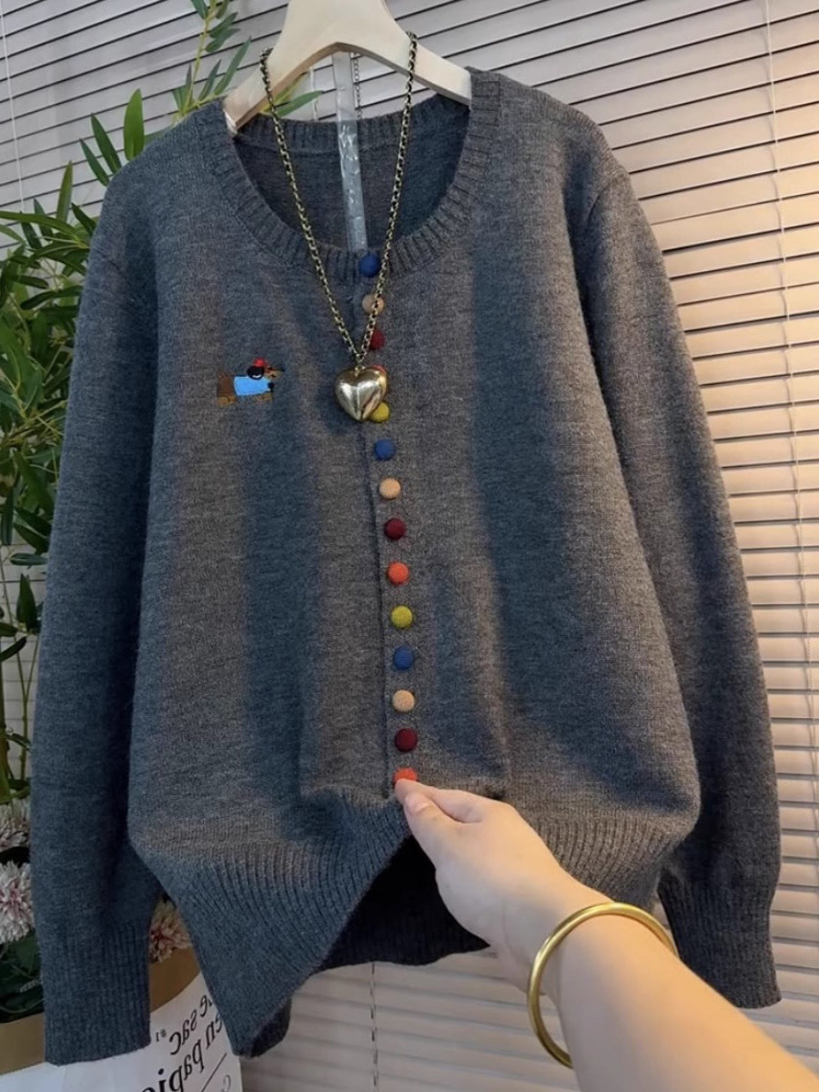 毛衣外套女秋冬2025新款宽松大码慵懒风高级感小个子针织开衫上衣