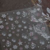 美甲ins圣诞白色爆款 雪花贴纸浮雕立体圣诞节梦幻装 饰品指甲贴纸