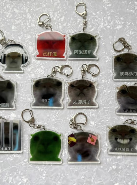爆款抽象歪嘴小猫钥匙扣搞怪沙雕恶搞礼物搞笑挂饰亚克力书包挂件