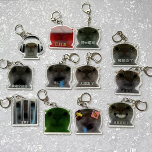 爆款抽象歪嘴小猫钥匙扣搞怪沙雕恶搞礼物搞笑挂饰亚克力书包挂件
