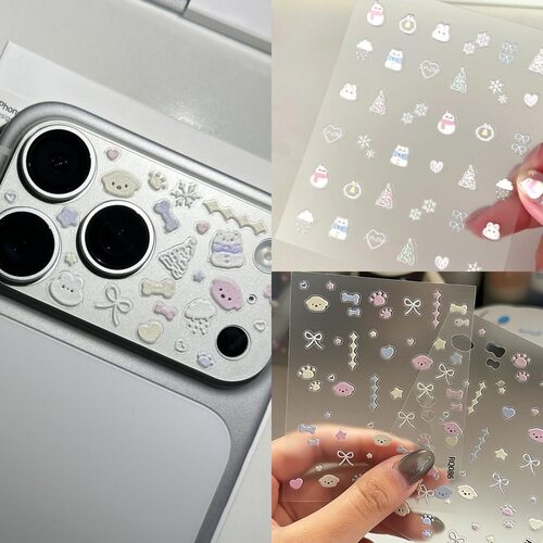 爆款可爱小狗ins风diy贴纸手机手账diy指甲美甲贴纸高级浮雕立体