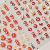 新春福袋美甲贴纸立体浮雕款 鸿运锦鲤福气满满发财手机相机贴画