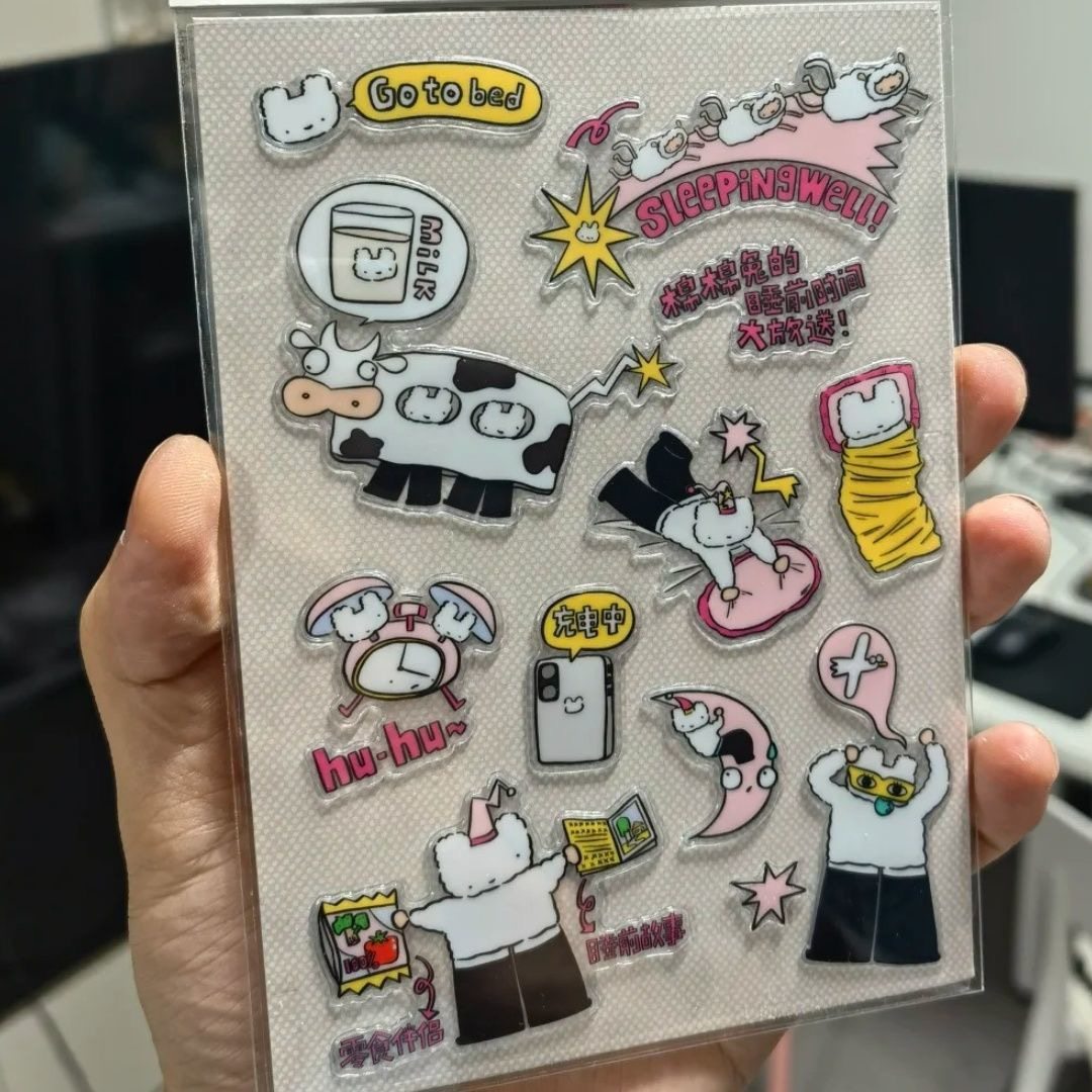 小红书同款奶牛小猫插画果冻美甲贴纸ins风高颜值diy手机壳平板贴,文具电教/文化用品/商务用品,贴纸/立体贴纸,淘宝优惠券,粉丝福利购,淘宝优惠卷