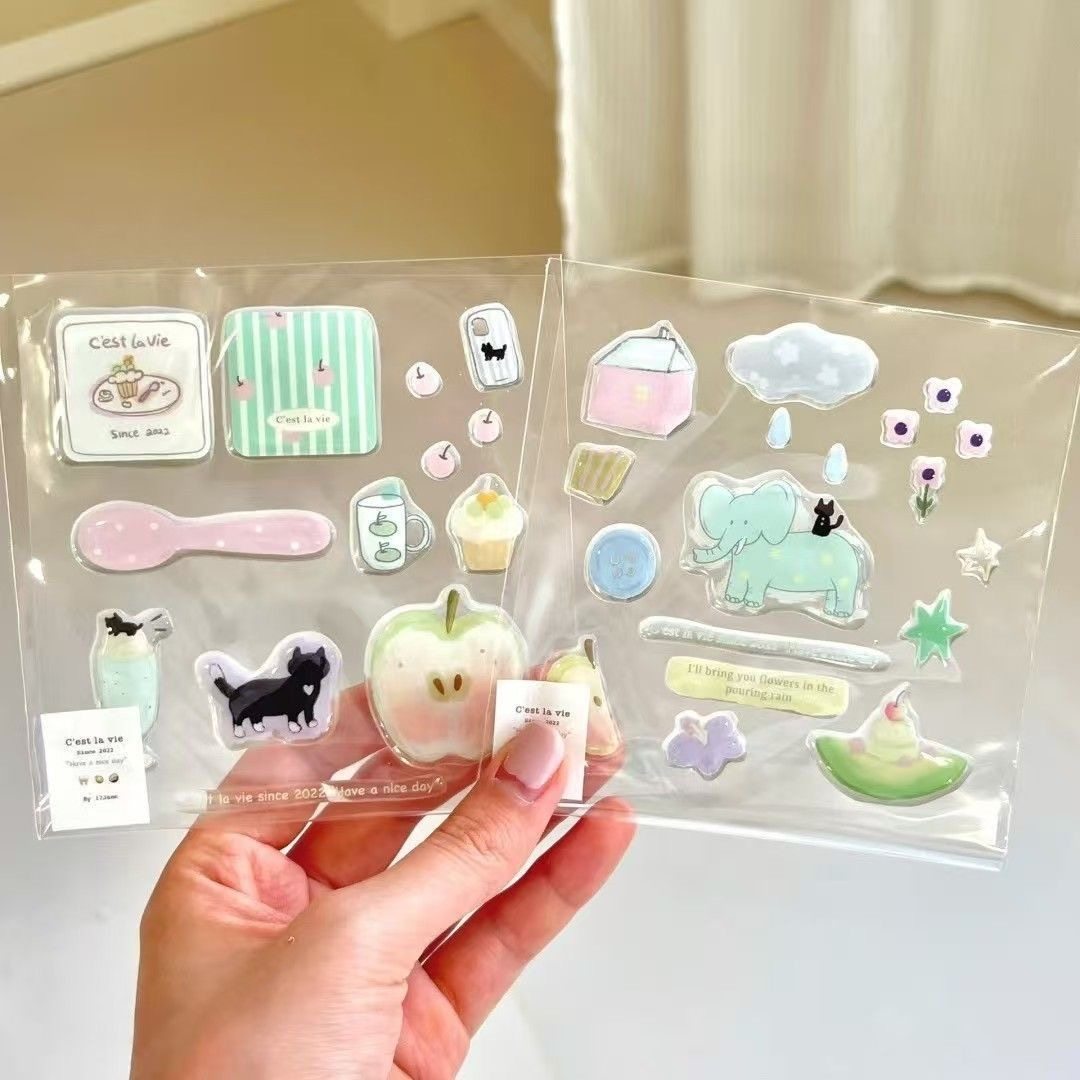 2025新款ins青苹果果冻美甲贴纸可爱猫咪diy笔杆电脑相机手机装饰,文具电教/文化用品/商务用品,贴纸/立体贴纸,淘宝优惠券,粉丝福利购,淘宝优惠卷