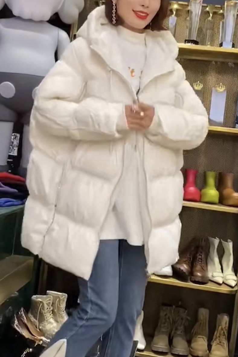 抽绳欧洲站镶钻保暖羽绒服连帽