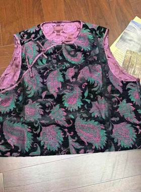 欧洲站2025秋季女v+.com时尚圆领新中式盘扣刺绣提花马甲潮21293