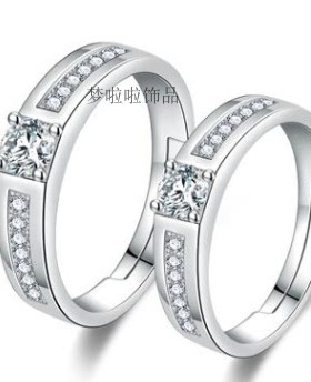 饰品镶锆石情侣日韩风开口戒指