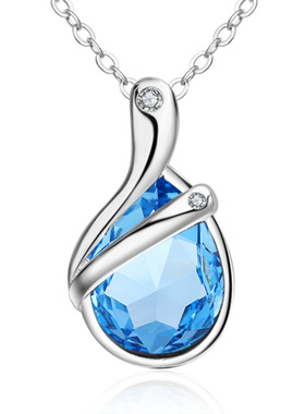 水晶项链银色日韩风礼物吊坠