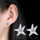 厂家现货 创意时尚 百搭镶锆石五角星耳环饰品 不对称海星耳钉韩版