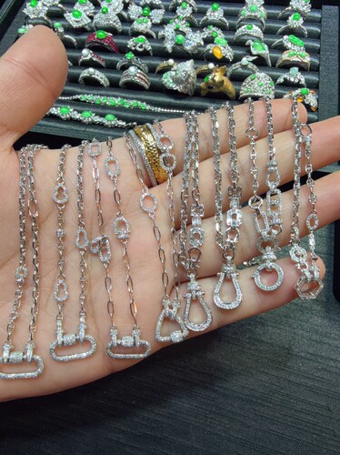 18K金万能链 钻石镶嵌葫芦回形针马蹄扣猪鼻子万能百搭链素链定制